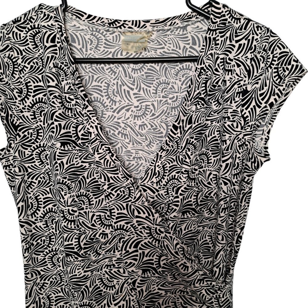 Athleta Black & White Women's Faux Wrap Dress Size Medium - Picture 3 of 8
